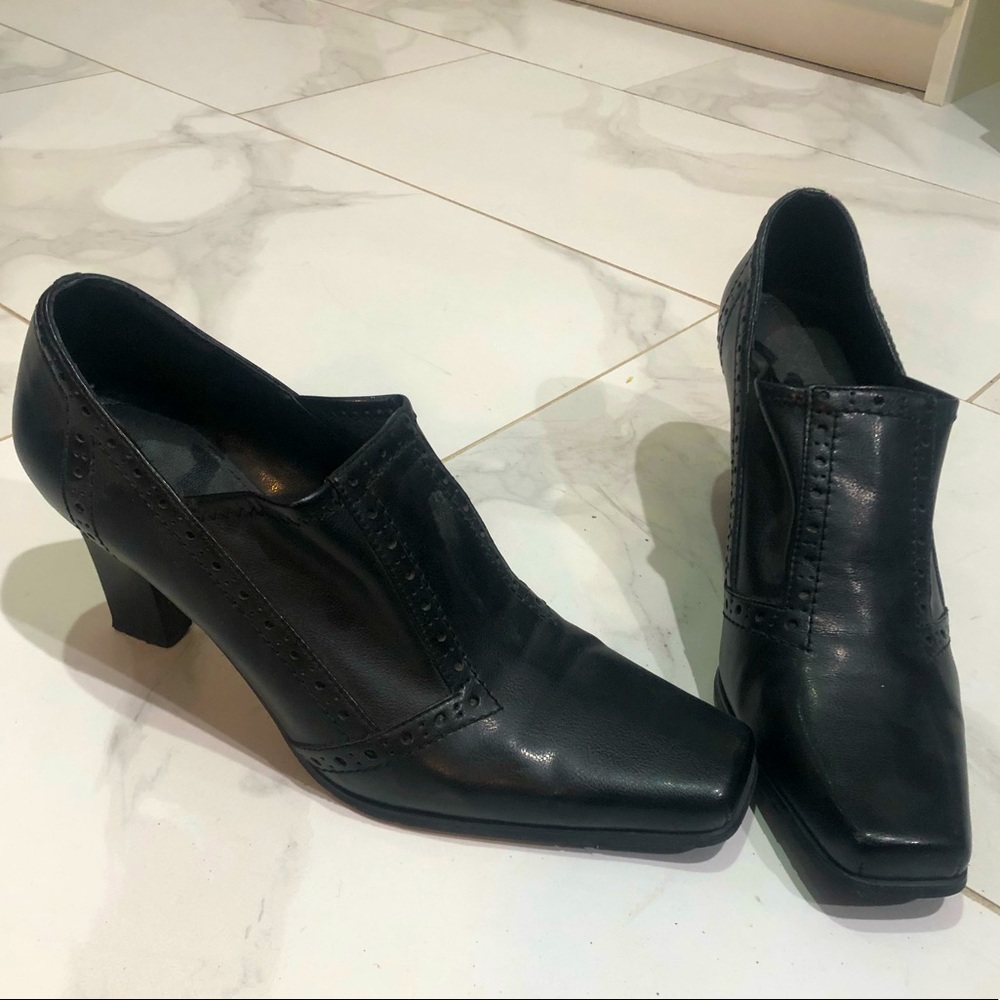 Franco Sarto Square Toe Black Heeled Shoes